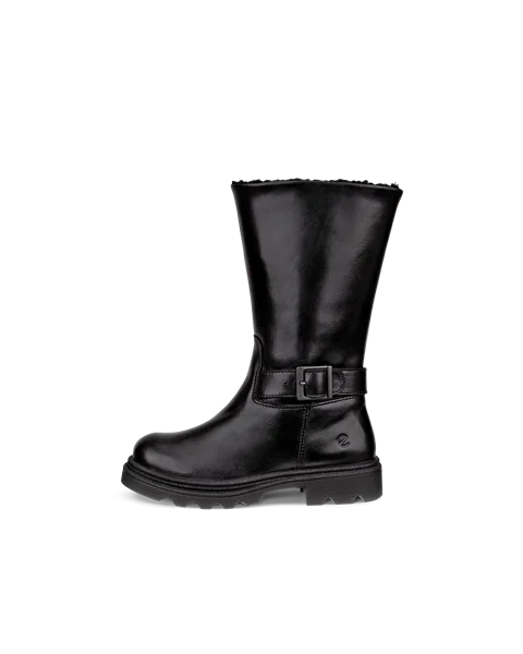 Kids' ECCO® Grainer Leather Waterproof High-Cut Boot - Black - O