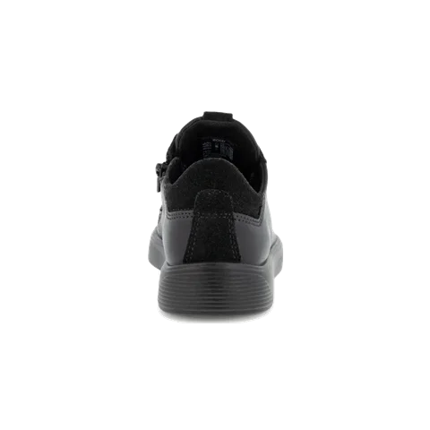 Kids' ECCO® Street 1 Leather Trainer - Black - Heel