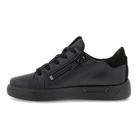 Kids' ECCO® Street 1 Leather Trainer - Black - Inside