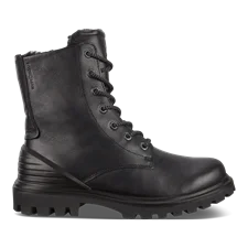 ECCO® Tredtray mellemhøj snørestøvle i læder til drenge - Sort - Outside