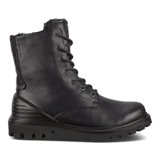 ECCO® Tredtray mellemhøj snørestøvle i læder til drenge - Sort - Outside