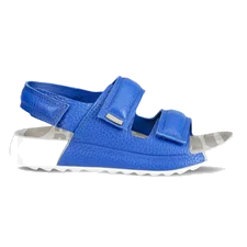 Dziecięce skórzane sandały z paskami ECCO® Cozmo 60 - Niebieski - Outside