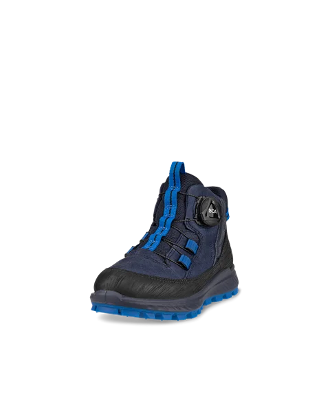Kids' ECCO® Exostrike Kids Nubuck Waterproof Mid-Cut Outdoor Boot - Blue - M