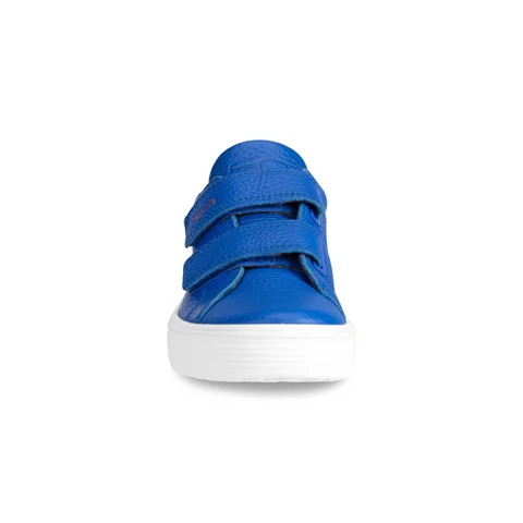 Kids' ECCO® Soft 60 Leather Trainer - Blue - Front