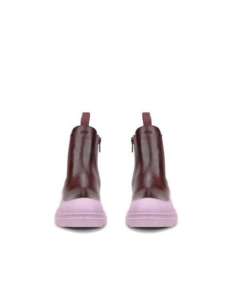 ECCO® Grainer botte Chelsea en cuir pour enfant - Violet - Front_Pair