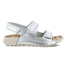 ECCO® Cozmo sandaler i læder med to remme til piger - Sølv - Outside