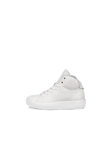 Kids' ECCO® Soft 60 Leather High-Top Trainer - White - O