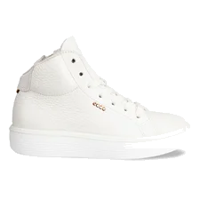 Kids' ECCO® Soft 60 Leather High-Top Trainer - White - Outside