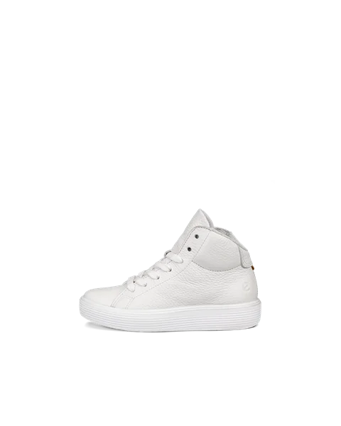 Kids' ECCO® Soft 60 Leather High-Top Trainer - White - O