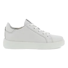 Boys' ECCO® Street 1 Leather Trainer - White - Outside