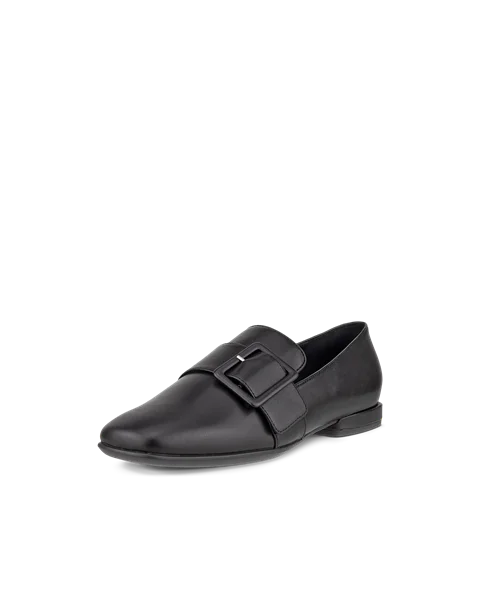 Women's ECCO® Anine Squared Leather Loafer - Black - M