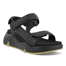 Damskie skórzane sandały na platformie ECCO® Chunky Sandal - Czarny - Main