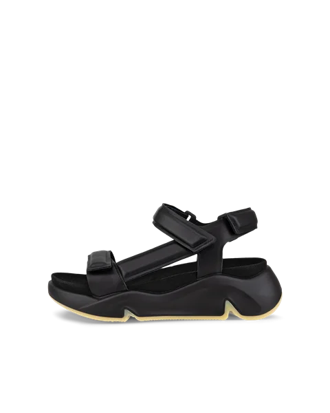 Damskie skórzane sandały na platformie ECCO® Chunky Sandal - Czarny - O