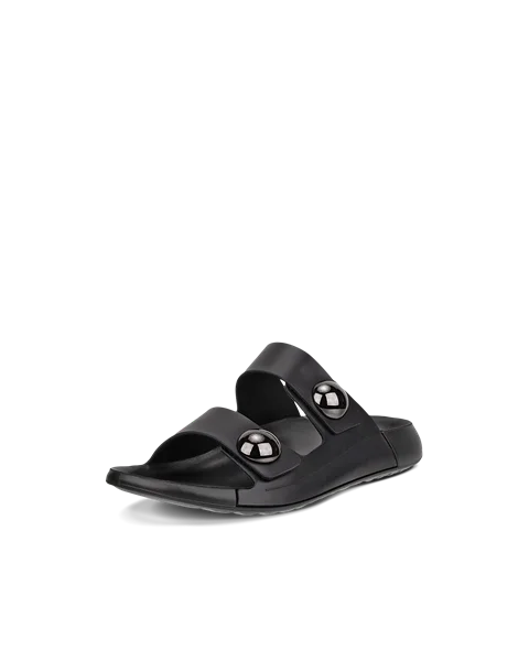Ženski usnjeni sandali z dvema paščkoma ECCO® Cozmo - črna - M