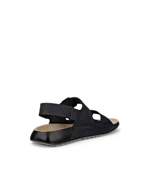 Women's ECCO® Cozmo Nubuck Two Strap Sandal - Black - B