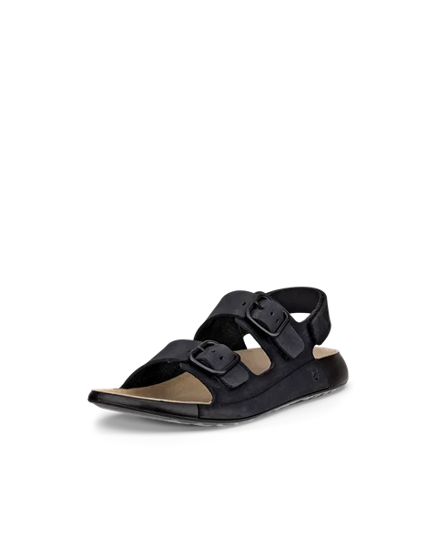 Women's ECCO® Cozmo Nubuck Two Strap Sandal - Black - M
