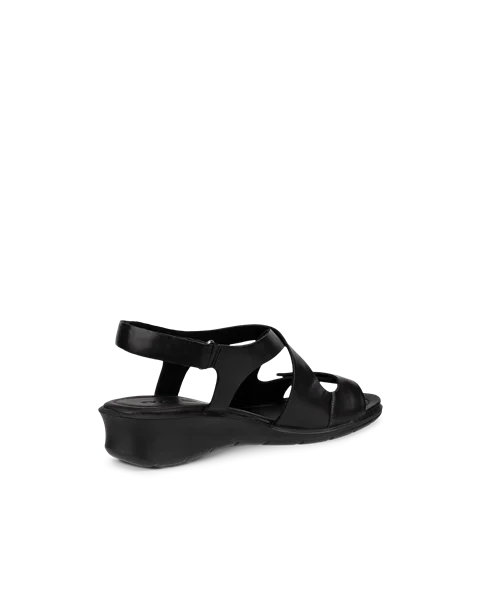 Women's ECCO® Felicia Leather Wedge Sandal - Black - B