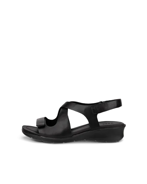 Women's ECCO® Felicia Leather Wedge Sandal - Black - O