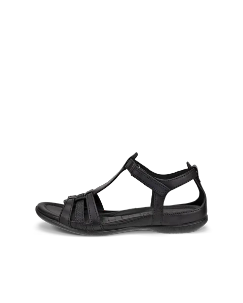 ECCO® Flash ženske kožne sandale s remenom u obloiku slova T - Crno - O