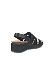 Women's ECCO® Flowt Wedge Cork Leather Cork Heeled Wedge Sandal - Black - B