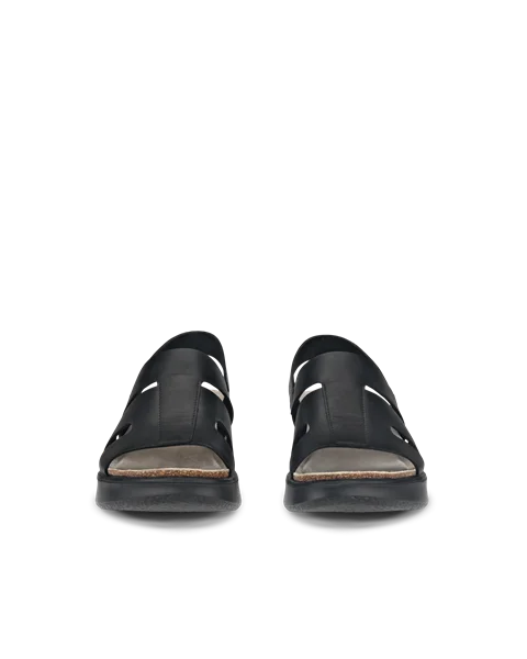 Women's ECCO® Flowt Wedge Cork Leather Cork Heeled Wedge Sandal - Black - Front_Pair
