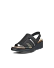 Women's ECCO® Flowt Wedge Cork Leather Cork Heeled Wedge Sandal - Black - M