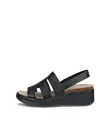 Women's ECCO® Flowt Wedge Cork Leather Cork Heeled Wedge Sandal - Black - O