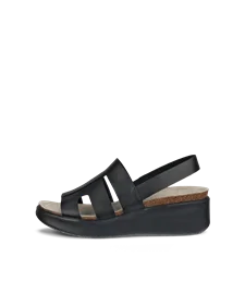 ECCO® Flowt Wedge Cork dame kilesandaler korkhæl skinn - Svart - O