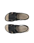 Women's ECCO® Flowt Wedge Cork Leather Cork Heeled Wedge Sandal - Black - Top_Left_Pair