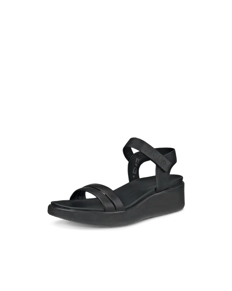 ECCO® Flowt LX ādas sandales ar ķīļveida papēdi sievietēm - Melns - M