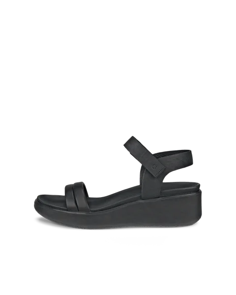 ECCO® Flowt LX ādas sandales ar ķīļveida papēdi sievietēm - Melns - O