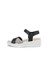 Women's ECCO® Flowt Wedge LX Leather Wedge Sandal - Black - O