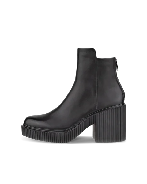 Women's ECCO® Fluted Heel Leather Ankle Boot - Black - O