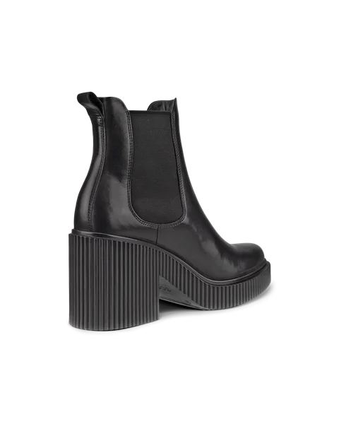 Women's ECCO® Fluted Heel Leather Chelsea Boot - Black - B