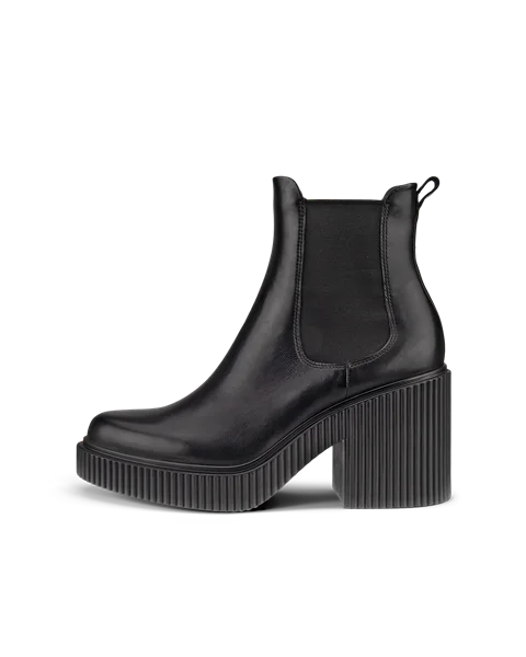 Women's ECCO® Fluted Heel Leather Chelsea Boot - Black - O