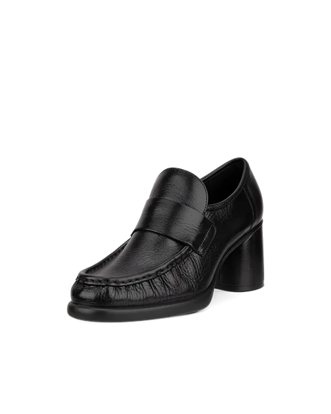 Women's ECCO® Sculpted LX 55 Leather Block-Heeled Loafer - Black - M