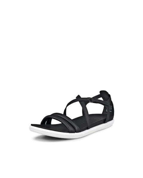 Women's ECCO® Simpil Leather Flat Sandal - Black - M