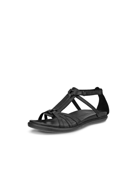 Damskie skórzane sandały na płaskim obcasie ECCO® Simpil - Czarny - M