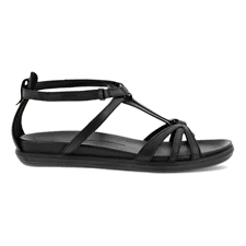 Women's ECCO® Simpil Leather Flat Sandal - Black - Outside