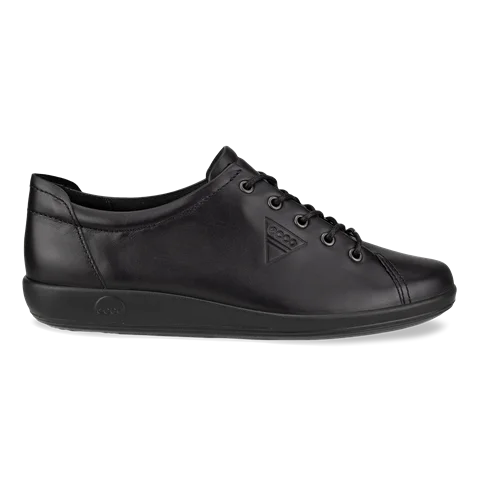 Damskie skórzane sneakersy ECCO® Soft 2.0 - Czarny - Outside