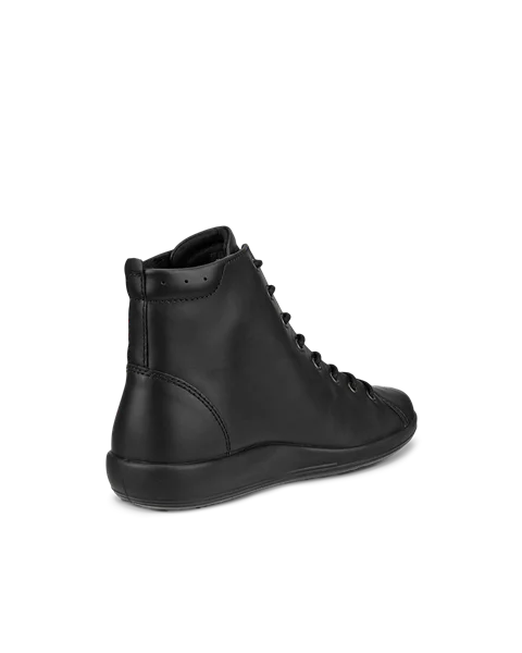 Damskie skórzane wysokie sneakersy ECCO® Soft 2.0 - Czarny - B