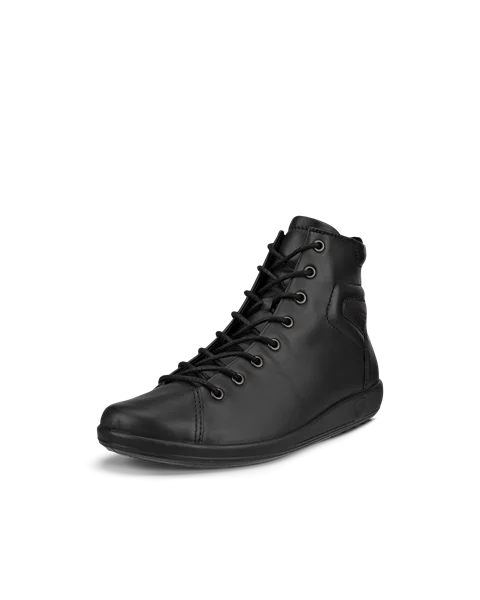 ECCO® Soft 2.0 Damen High-Top Sneaker aus Leder - Schwarz - M