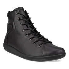 Damskie skórzane wysokie sneakersy ECCO® Soft 2.0 - Czarny - Main