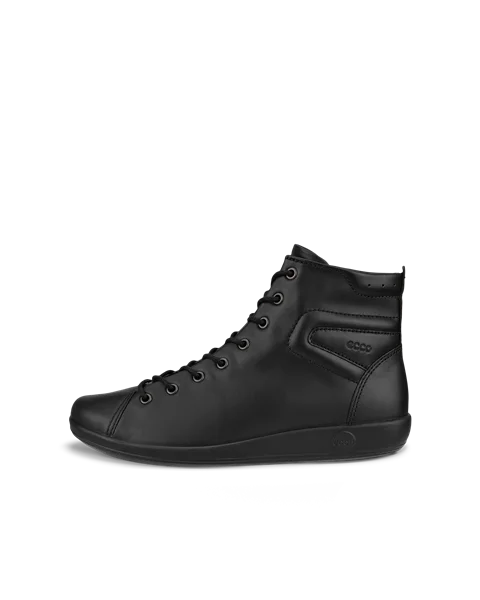 Damskie skórzane wysokie sneakersy ECCO® Soft 2.0 - Czarny - O