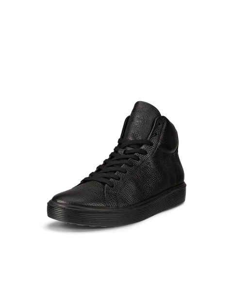 Women's ECCO® Soft 60 Leather High-Top Trainer - Black - M