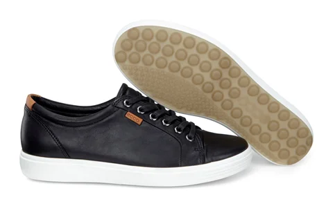 Damskie skórzane sneakersy ECCO® Soft 7 - Czarny - Nfh