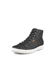 ECCO® Soft 7 Damen High-Top Sneaker aus Leder - Schwarz - M