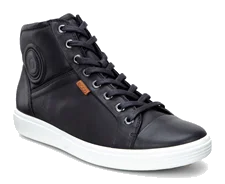 Damskie skórzane wysokie sneakersy ECCO® Soft 7 - Czarny - Nfh