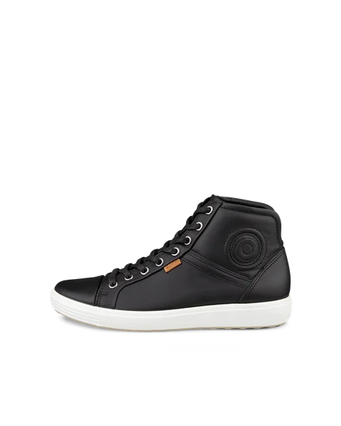 Damskie skórzane wysokie sneakersy ECCO® Soft 7 - Czarny - O