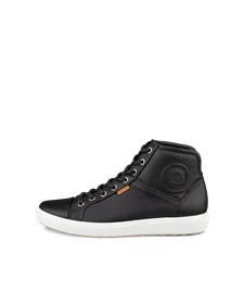 Women's ECCO® Soft 7 Leather High-Top Trainer - Black - O